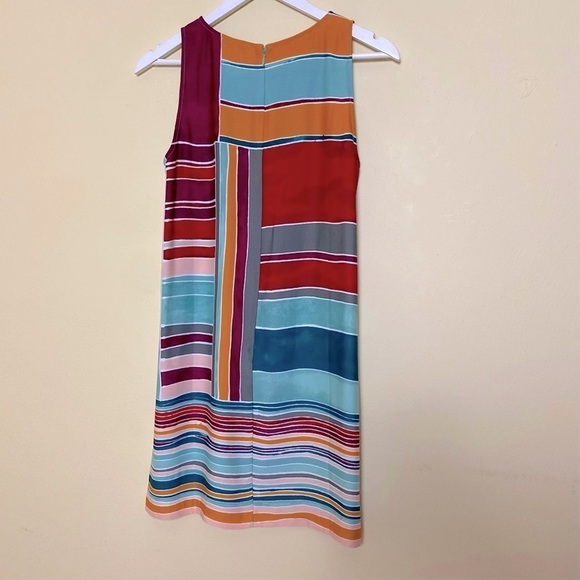 Loft Outlet Petite Abstract Block Stripe Print Multi Colorful Shift Dress. Sz SP - Picture 11 of 12